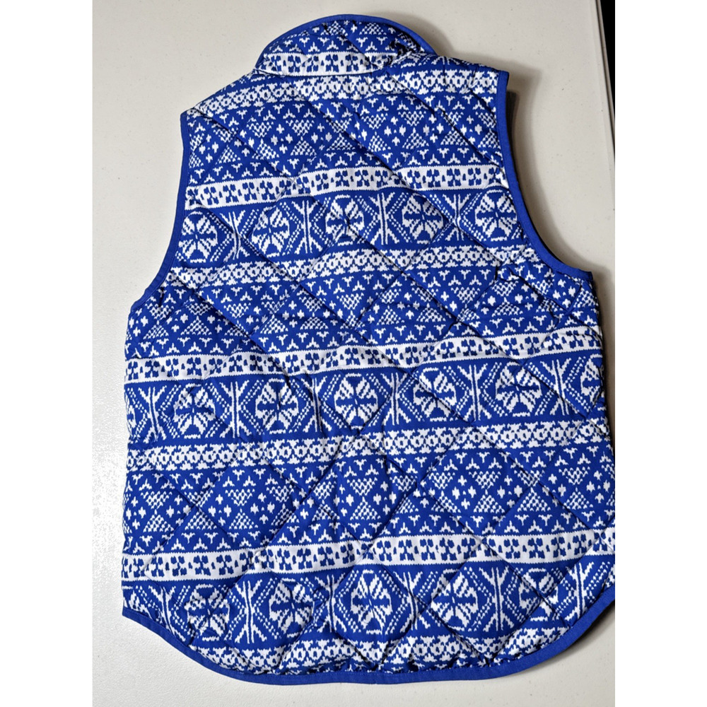 Women's J. Crew Blue Fair Isle Down Puffer Vest Size Small PETITE Winter Holiday - Picture 6 of 9